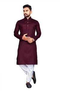 Read more about the article SPARKLE WINGS Twinkle Kurta Pyjama Set for Men, Cotton Fabric,Wadding Kurt,Lining Design Kurtas, Pajama White Fabric,Maroon (Wine Colour)(Kurta +Pyjama Set)