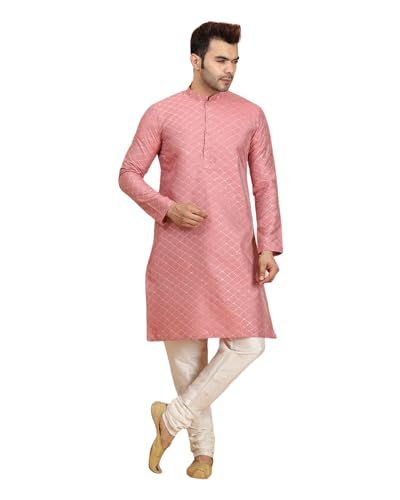 You are currently viewing Ethluxis Men’s Silk Blend Embroidered Kurta with White Churidar Set