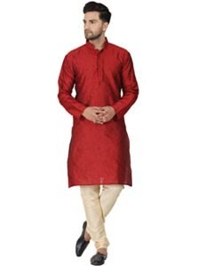 Read more about the article Amazon Brand – Anarva Men’s Kurta Pajama Jacqured Silk Ethnic Attire for Festival