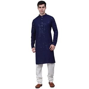 Read more about the article Jompers Men Chikankari Embroidered and Sequence Kurta with Churidar