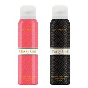 Read more about the article La French Deodorant for Women – 150Ml X 2 | Party Girl & Classy Girl Long Lasting Perfume Body Spray | Extra Lasting Fragrance upto more Hrs| Everyday Personal Use | 300ml Pack of 2