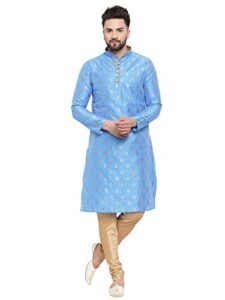 Read more about the article Larwa Ethnic Jacquard Loop Button Ganesh print Kurta Pyjama set for Mens