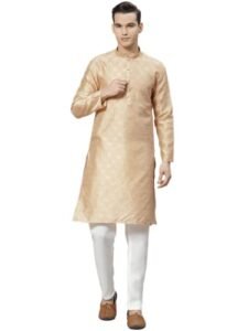 Read more about the article Luxrio Kurta for Men Cotton Silk Blend Self Design Embroidered Long