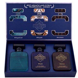 Read more about the article Perfumer’s Club “Best Fragrance for Unisex Aquatic and Citrus” Gift Set of 3 (AquaCool + Royale + Achieve) Upto 24 hrs lasting (Eau De Parfum)