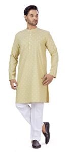 Read more about the article Studio Shringaar Men’s Pastel Coloured Cotton Blend Relaxed Fit Printed Knee Length Kurta(M130)