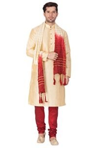 Read more about the article VASTRAMAY Men Cotton Silk Kurta Pyjama and Dupatta Set