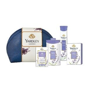 Read more about the article Yardley London English Lavender Range Gift Kit with Free Pouch, 518 ml (Pack includes Compact Perfume, Deo, Soap, Talc)