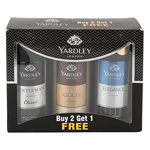 You are currently viewing Yardley London Gentleman Classic Deo with Gold Body Spray and Elegance Deo for Men, 150ml (Pack of 3)